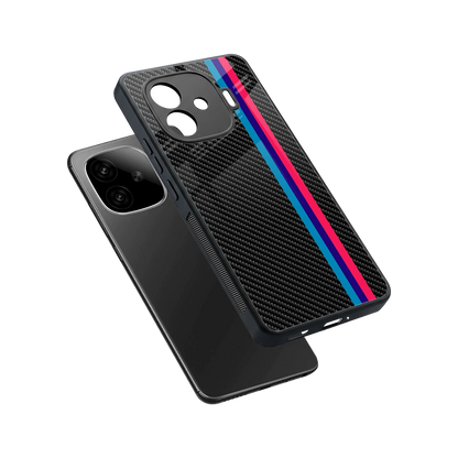 Carbon Fiber sleek iqoo neo 10r 5g cover with tempered glass back and TPU edges