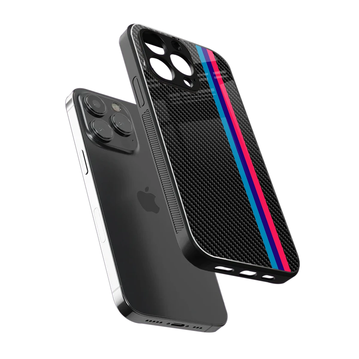 Carbon Fiber sleek iphone 13 pro cover with tempered glass back and TPU edges