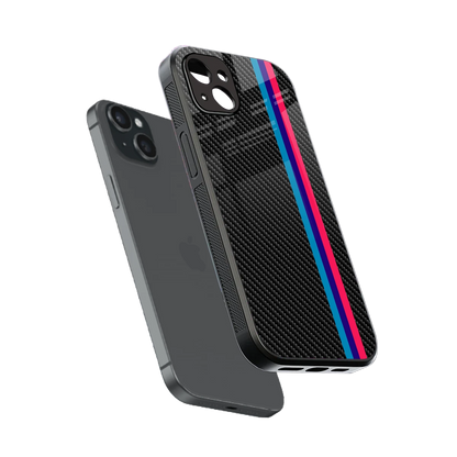 Carbon Fiber sleek iphone 14 plus cover with tempered glass back and TPU edges