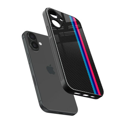 Carbon Fiber sleek iphone 16 plus cover with tempered glass back and TPU edges