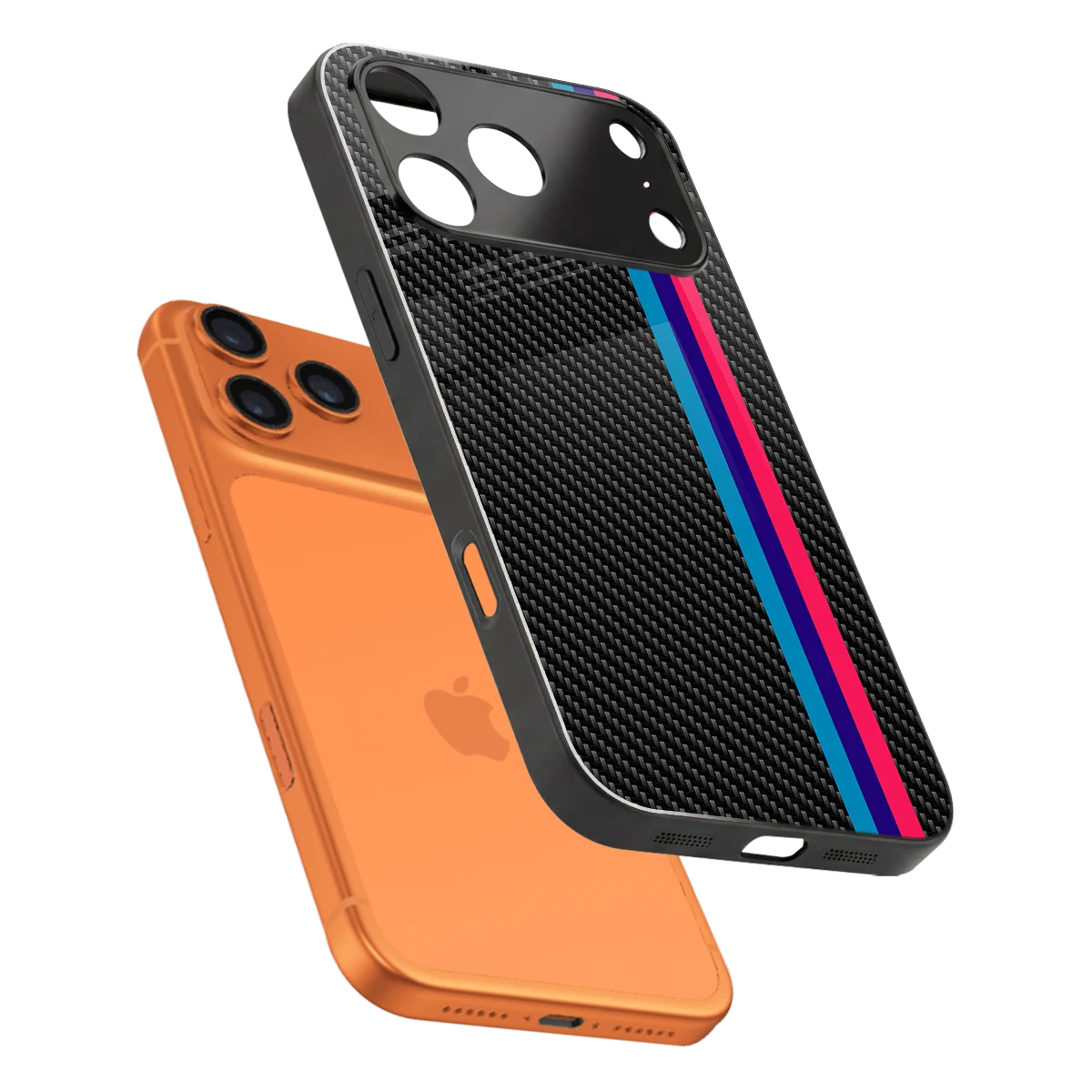 Carbon Fiber sleek iphone 17 pro max cover with tempered glass back and TPU edges