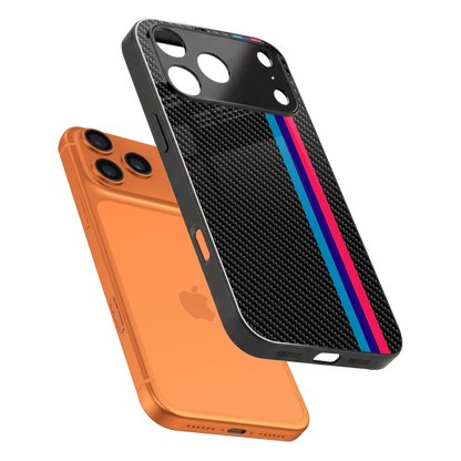 Carbon Fiber sleek iphone 17 pro max cover with tempered glass back and TPU edges