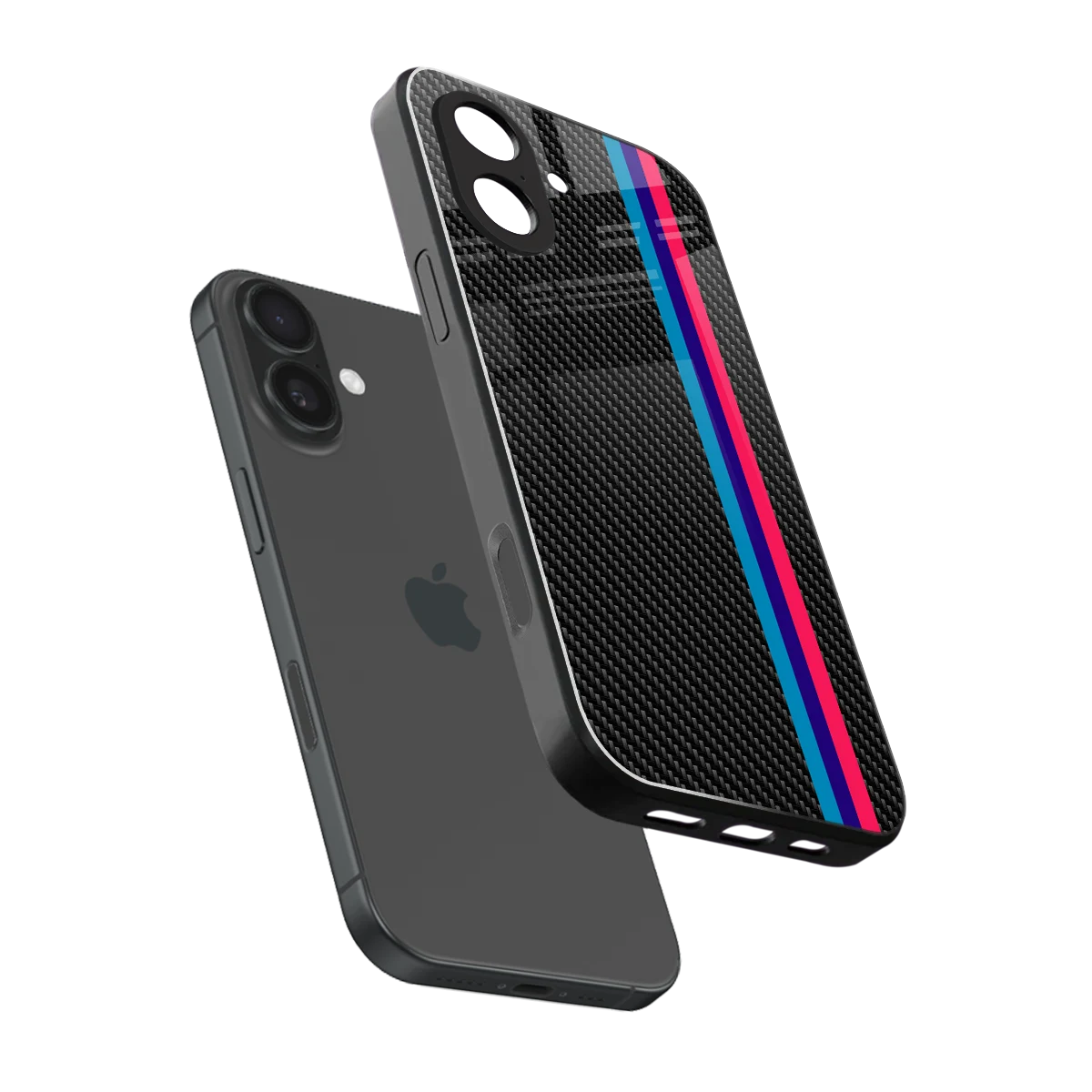Carbon Fiber sleek iphone 17 cover with tempered glass back and TPU edges