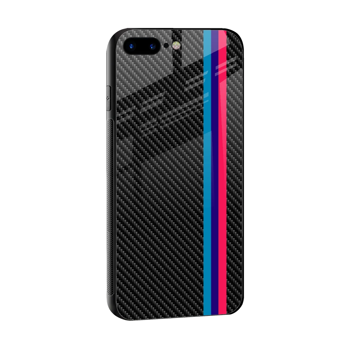 Carbon Fiber sleek iphone 7 plus cover with tempered glass back and TPU edges