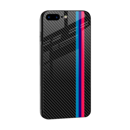 Carbon Fiber sleek iphone 7 plus cover with tempered glass back and TPU edges