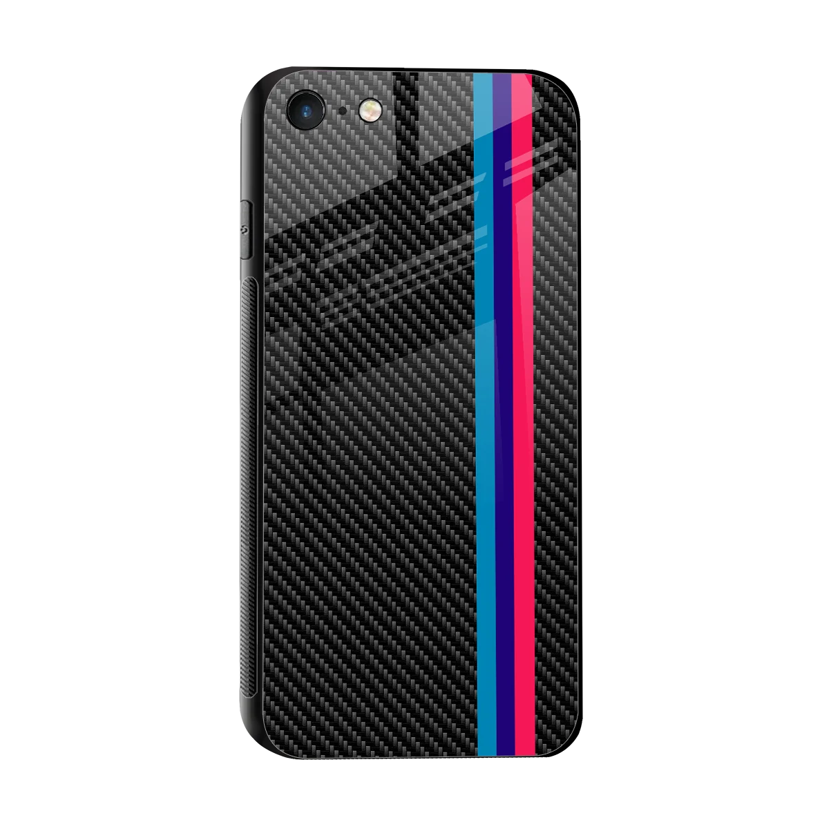 Carbon Fiber sleek iphone 7 cover with tempered glass back and TPU edges