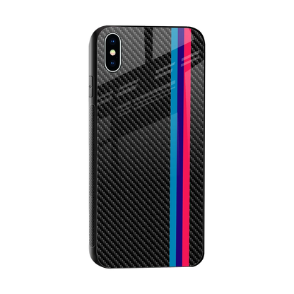 Carbon Fiber sleek iphone xs max cover with tempered glass back and TPU edges