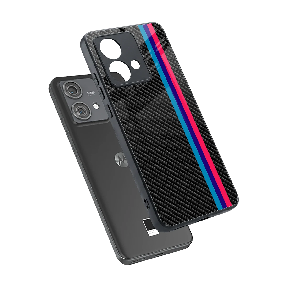 Carbon Fiber sleek motorola edge 40 neo 5g cover with tempered glass back and TPU edges