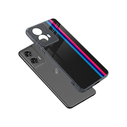 Carbon Fiber sleek motorola edge 50 fusion cover with tempered glass back and TPU edges