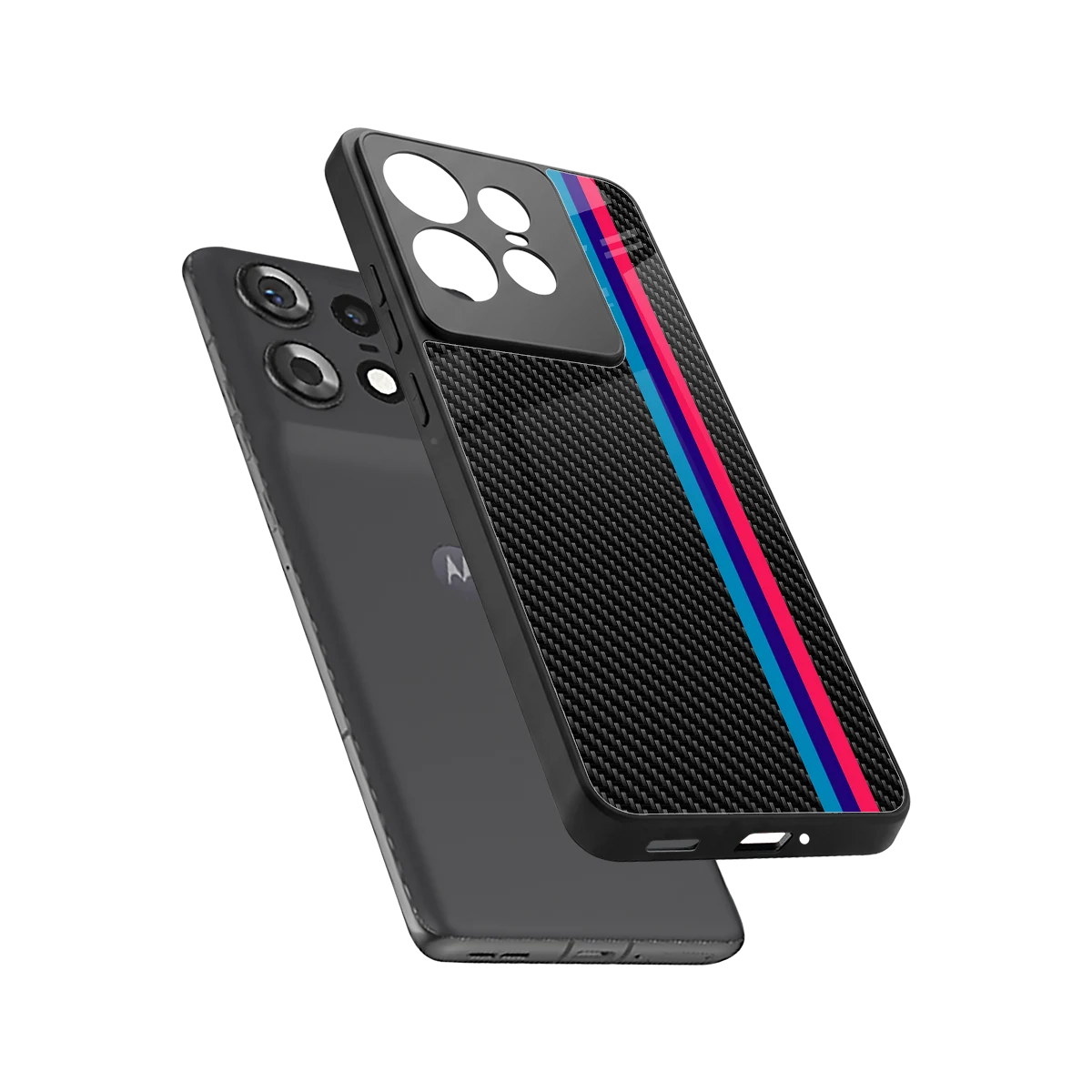 Carbon Fiber sleek motorola edge 50 pro cover with tempered glass back and TPU edges