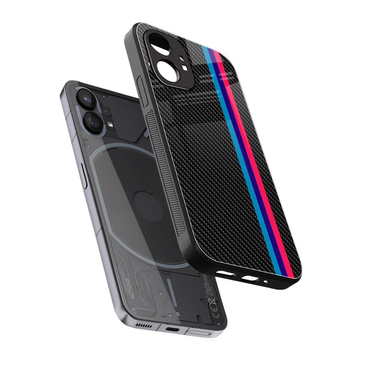 Carbon Fiber sleek nothing phone 1 cover with tempered glass back and TPU edges
