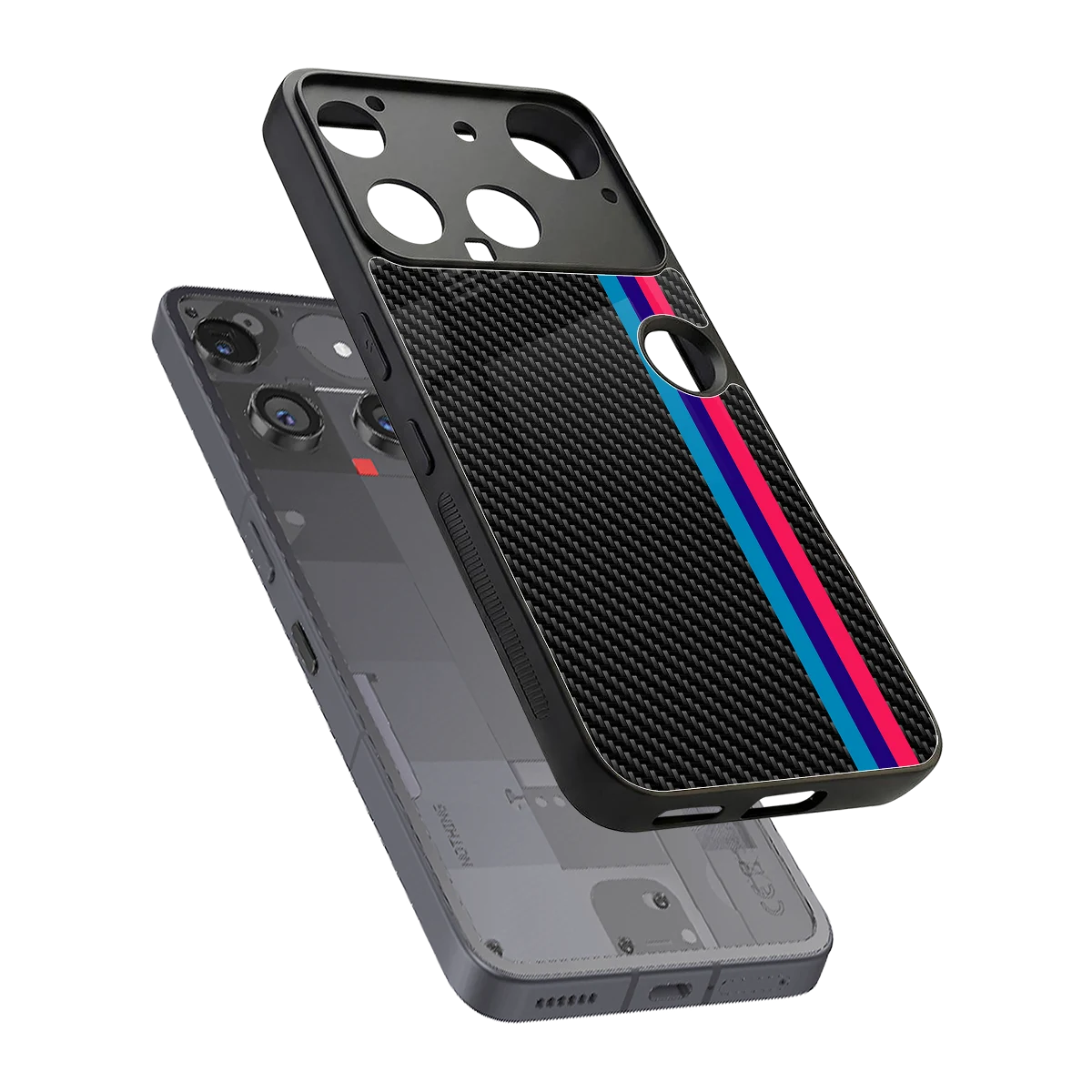 Carbon Fiber sleek nothing phone 3 cover with tempered glass back and TPU edges
