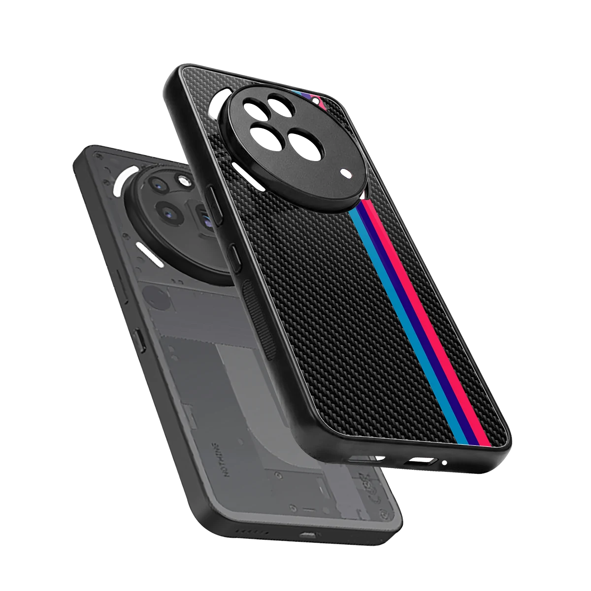 Carbon Fiber sleek nothing phone 3a pro cover with tempered glass back and TPU edges