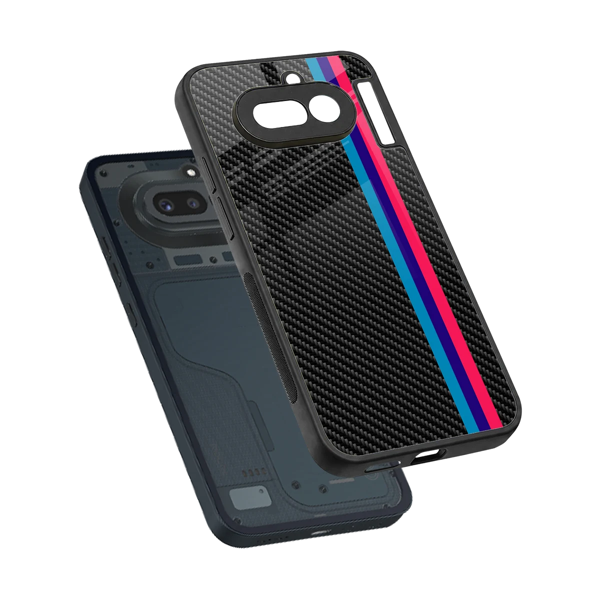 Carbon Fiber sleek nothing phone 4a cover with tempered glass back and TPU edges