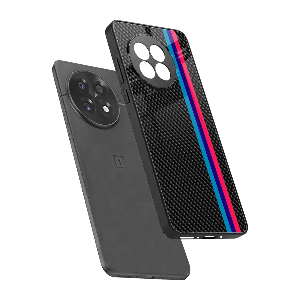 Carbon Fiber sleek oneplus 13r cover with tempered glass back and TPU edges