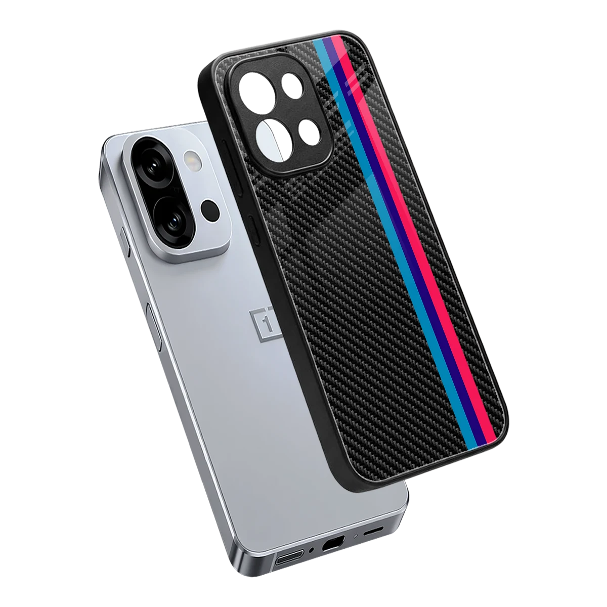 Carbon Fiber sleek oneplus 13s cover with tempered glass back and TPU edges