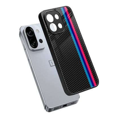 Carbon Fiber sleek oneplus 13s cover with tempered glass back and TPU edges