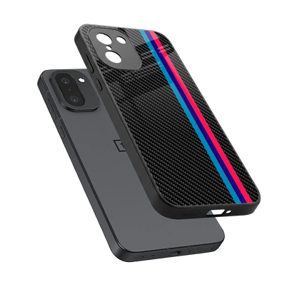 Carbon Fiber sleek oneplus 15r cover with tempered glass back and TPU edges