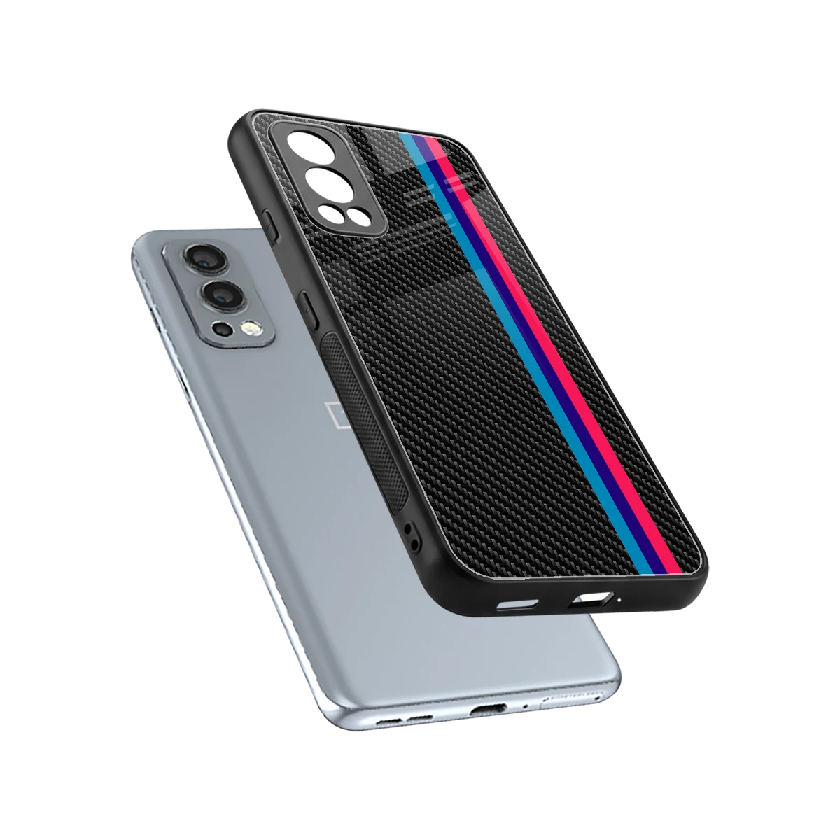 Carbon Fiber sleek oneplus nord 2 cover with tempered glass back and TPU edges