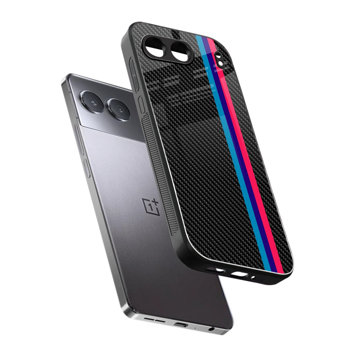 Carbon Fiber sleek oneplus nord 4 cover with tempered glass back and TPU edges