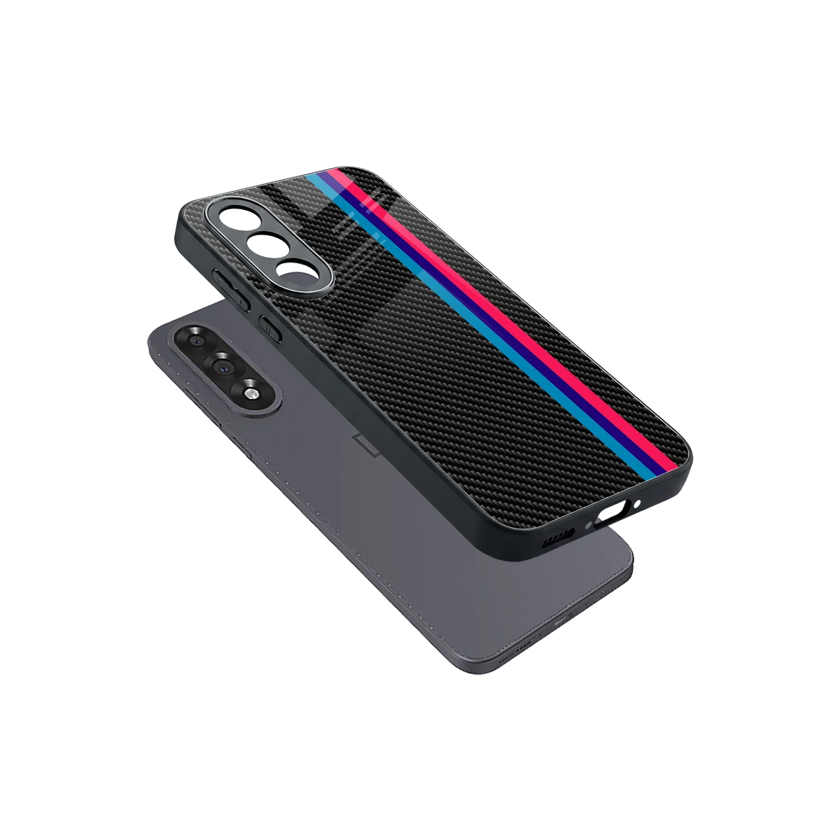 Carbon Fiber sleek oneplus nord 5 cover with tempered glass back and TPU edges