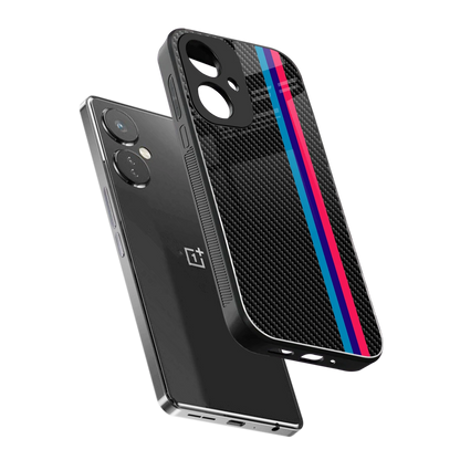 Carbon Fiber sleek oneplus nord ce 3 cover with tempered glass back and TPU edges