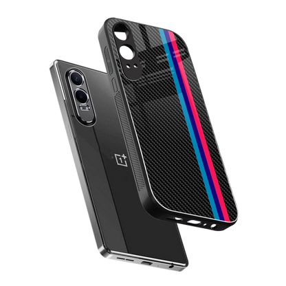 Carbon Fiber sleek oneplus nord ce 4 lite cover with tempered glass back and TPU edges