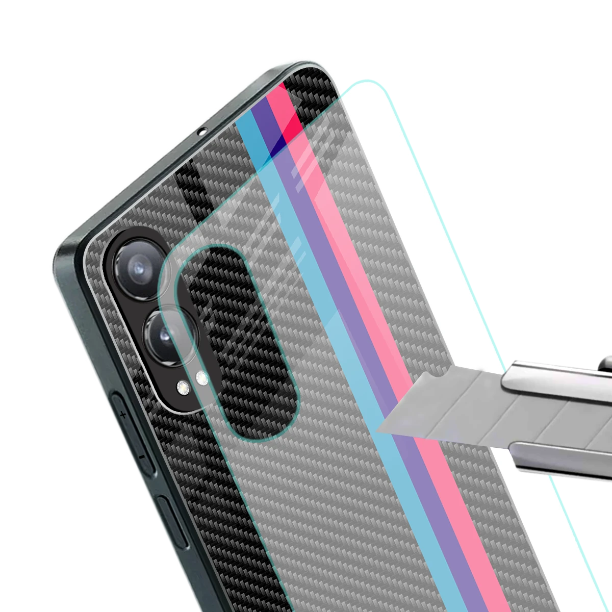 Carbon Fiber stylish phone case for oneplus nord ce 4 lite | glossy glass and slim fit