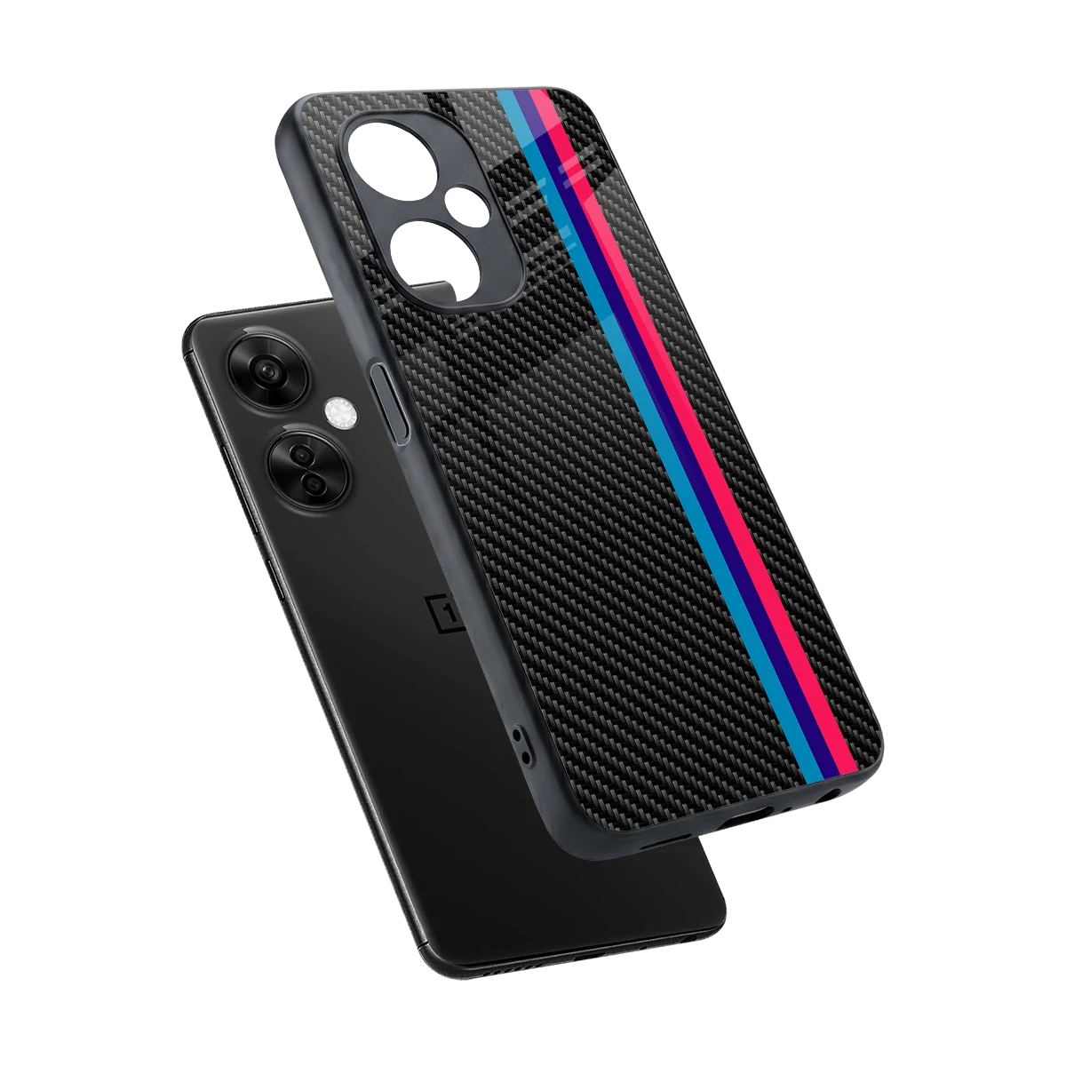 Carbon Fiber sleek oneplus nord ce 3 lite cover with tempered glass back and TPU edges