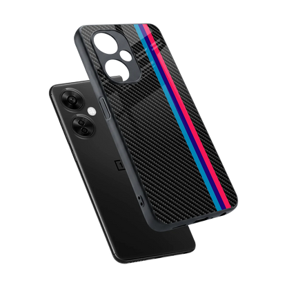 Carbon Fiber sleek oneplus nord ce 3 lite cover with tempered glass back and TPU edges