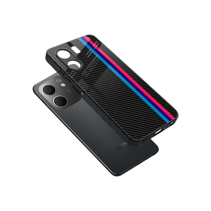 Carbon Fiber sleek oppo a5x 5g cover with tempered glass back and TPU edges