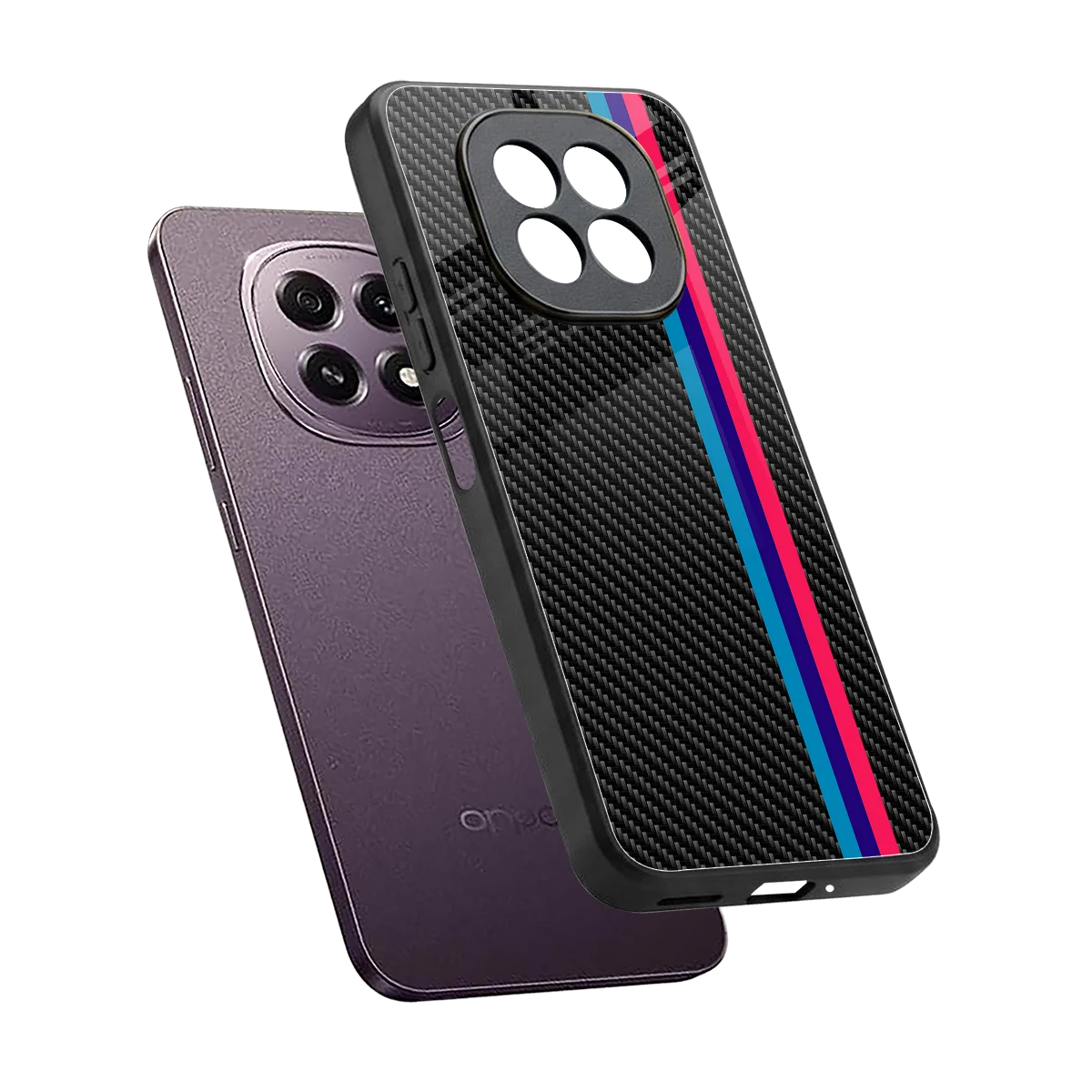 Carbon Fiber sleek oppo f29 5g cover with tempered glass back and TPU edges