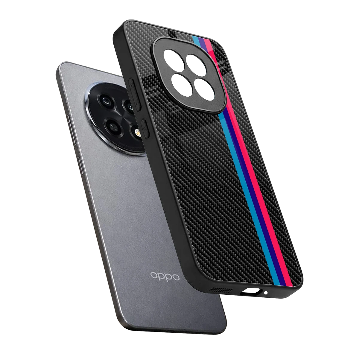 Carbon Fiber sleek oppo f29 pro 5g cover with tempered glass back and TPU edges