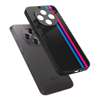 Carbon Fiber sleek oppo f31 pro 5g cover with tempered glass back and TPU edges
