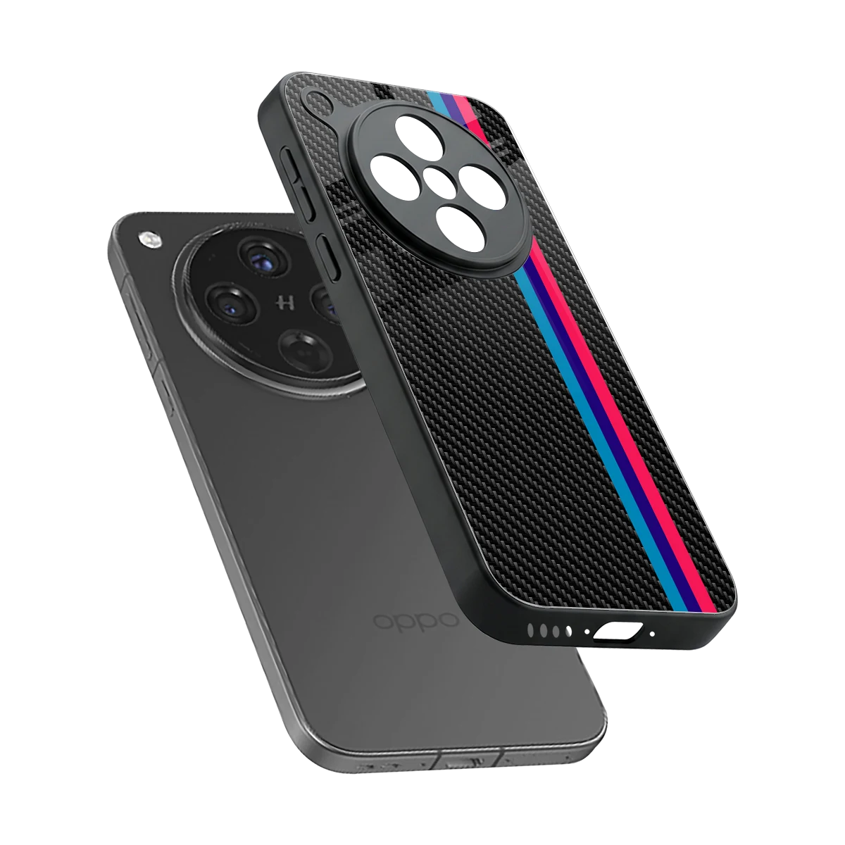 Carbon Fiber sleek oppo find x8 cover with tempered glass back and TPU edges