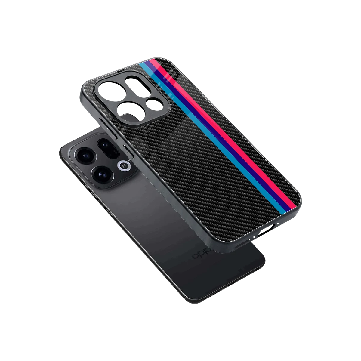 Carbon Fiber sleek oppo find x9 cover with tempered glass back and TPU edges