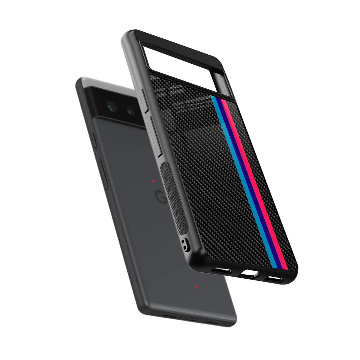 Carbon Fiber sleek google pixel 6a cover with tempered glass back and TPU edges