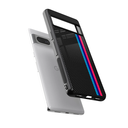 Carbon Fiber sleek google pixel 7a cover with tempered glass back and TPU edges