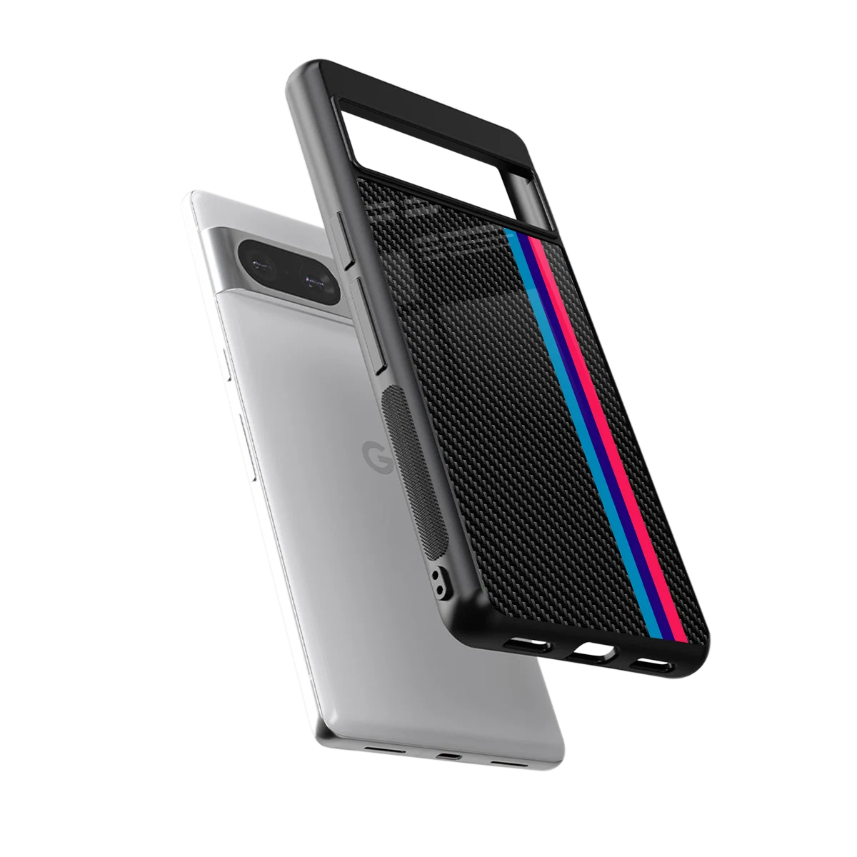 Carbon Fiber sleek google pixel 8 cover with tempered glass back and TPU edges