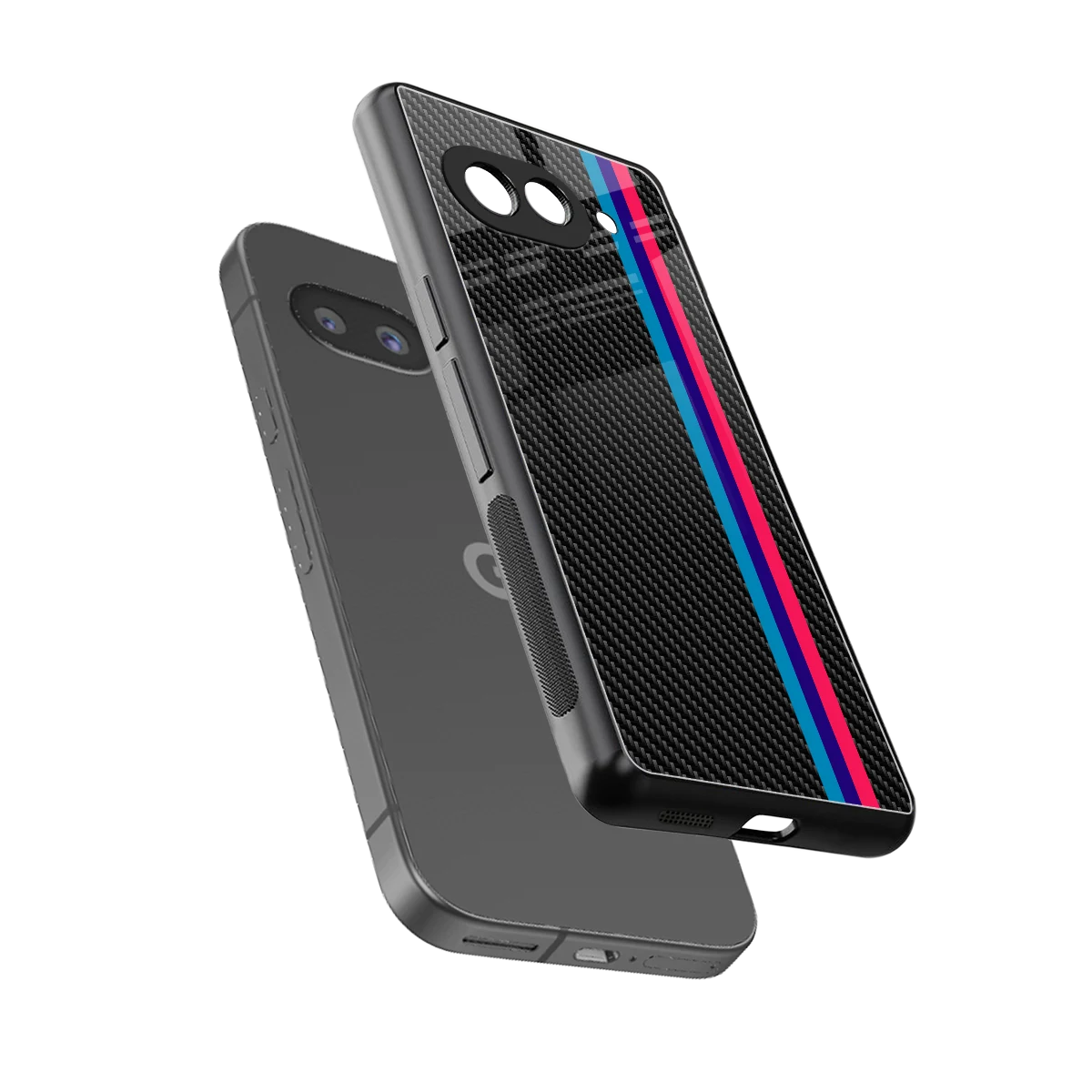 Carbon Fiber sleek google pixel 10a cover with tempered glass back and TPU edges