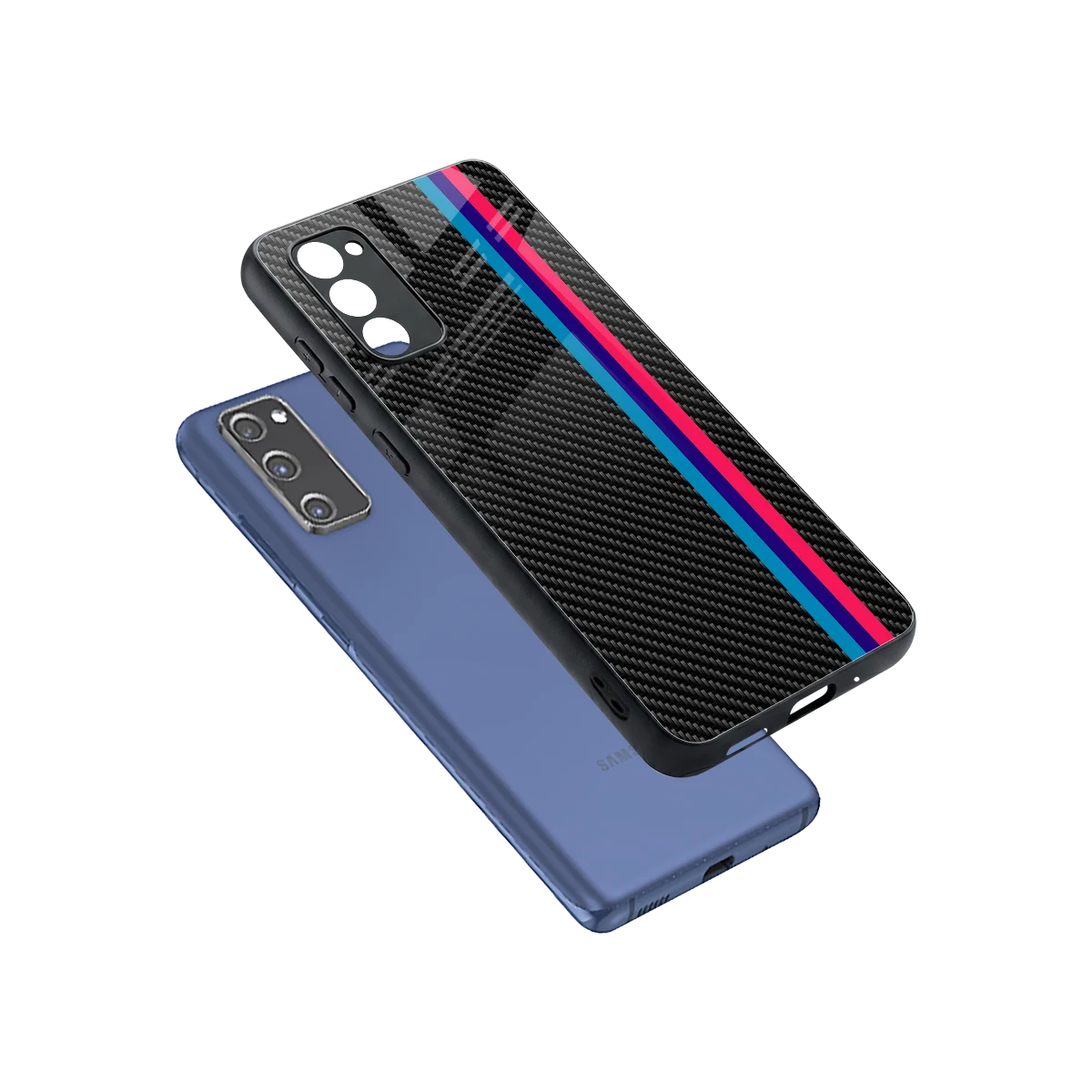 Carbon Fiber sleek samsung galaxy s20 fe cover with tempered glass back and TPU edges