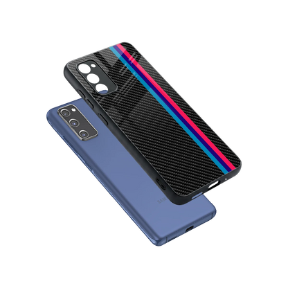 Carbon Fiber sleek samsung galaxy s20 fe cover with tempered glass back and TPU edges