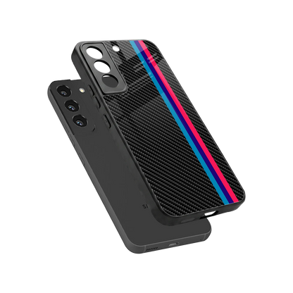 Carbon Fiber sleek samsung galaxy s22 cover with tempered glass back and TPU edges