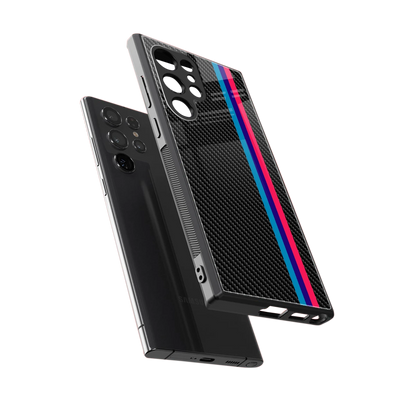 Carbon Fiber sleek samsung galaxy s23 ultra cover with tempered glass back and TPU edges