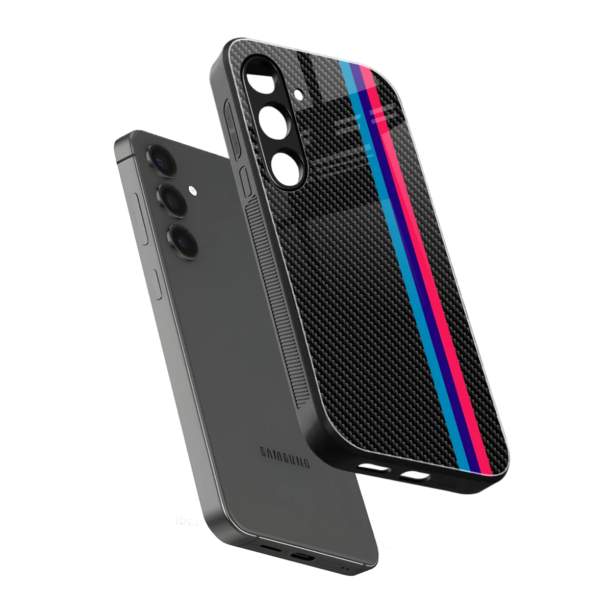 Carbon Fiber sleek samsung galaxy s24 cover with tempered glass back and TPU edges