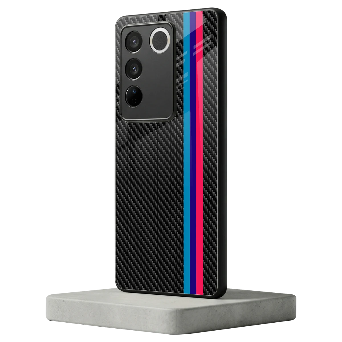 Carbon Fiber vivo v27 5g mobile cover | shockproof glass phone case
