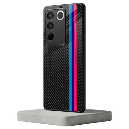 Carbon Fiber vivo v27 5g mobile cover | shockproof glass phone case