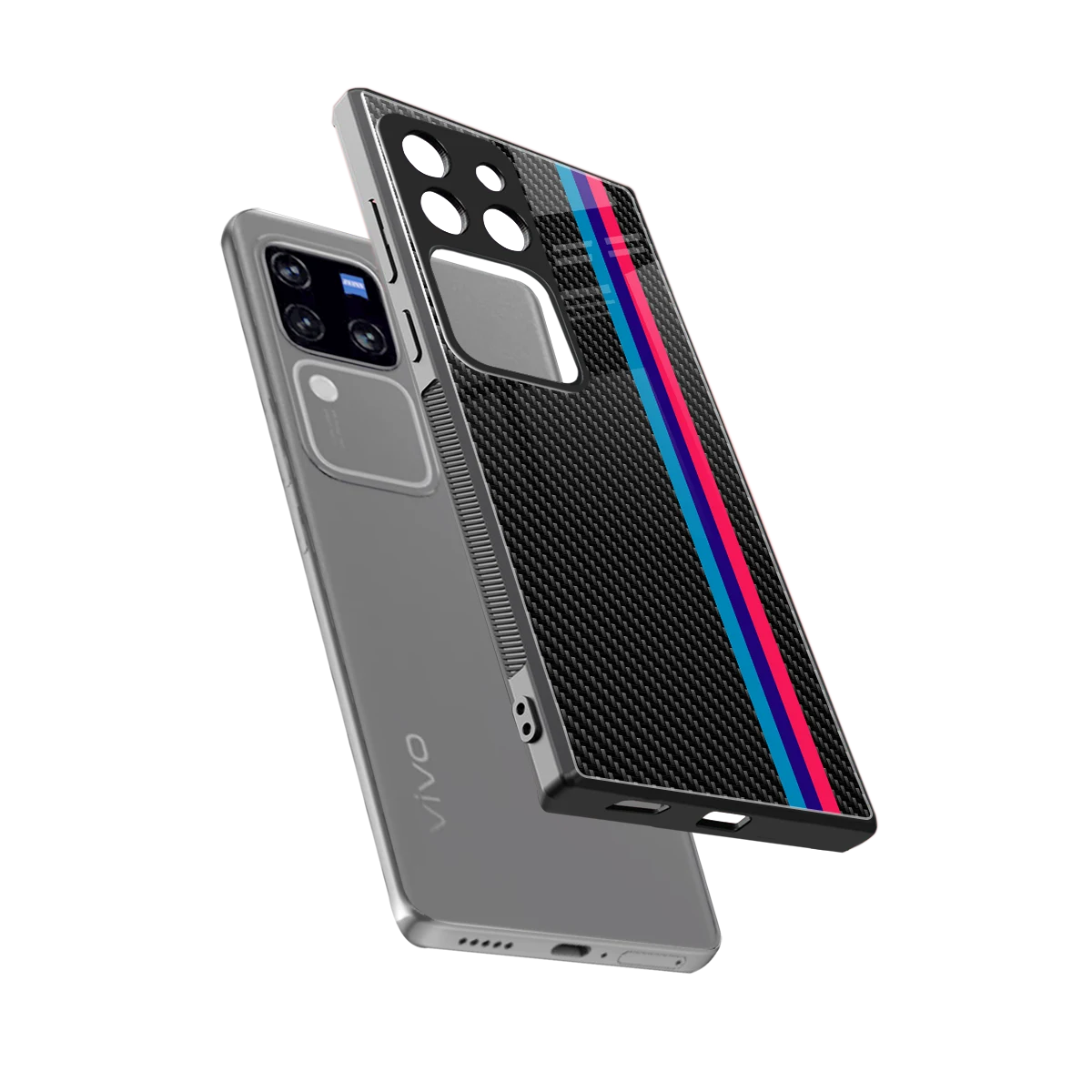 Carbon Fiber sleekvivo v30 pro cover with tempered glass back and TPU edges