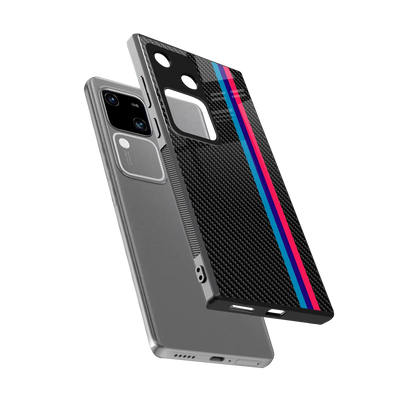 Carbon Fiber sleek vivo v30 cover with tempered glass back and TPU edges