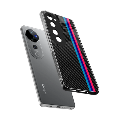 Carbon Fiber sleek vivo v40 pro cover with tempered glass back and TPU edges